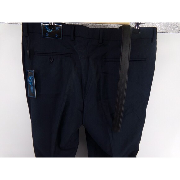 Enrico Bertucci Mens Belted Flat Front Dress Pants Navy Blue 38x30 (39X30) - Picture 3 of 5
